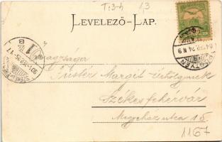 1904 Pöstyén, Piestany; Pillanat felvétel a gyógykertből. Montázs fürdővendégekkel, Franz Lazar kiad...