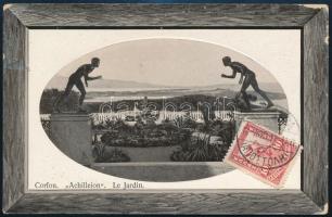 1911 Korfu fotó képeslap a kép oldalon görög 10 lepta bérmentessel "S.M. Schiff Erzherzog Ferdi...