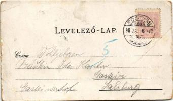 1898 (Vorläufer) Pöstyén, Pystian, Piestany; Die Bäder, Königs Villa, Café Strasser, Wo wollen Sie h...