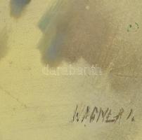 Wágner János (1936-2022): Nyári fények. Olaj, farost, jelezve jobbra lent. Hátoldalán autográf felir...