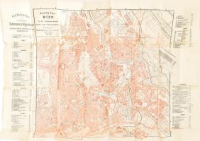 cca 1870 Neuester Plan von Wien mit der Stadtweiterung und den neuen Gassenbenennungen. Verlag der Beck'schen Universitäts-Buchhandlung (Alfred Hölder), Wien. / Bécs térképe a városbővítéssel és az új utcanevekkel, kisebb lapszéli szakadásokkal, foltos, 67x52,5 cm