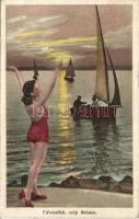 Balaton vitorlásokkal, fürdőzővel