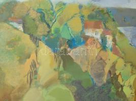 Szekeres Emil (1934-2019): Öböl (Balaton). Olaj, farost, jelezve balra lent. Hátoldalán autográf fel...