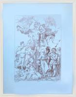 Duschanek János (1947-2013): Golgota. Szitanyomat, papír, jelzett, számozott: 50/13, 46,5×33 cm, üvegezett fakeretben.