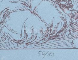 Duschanek János (1947-2013): Golgota. Szitanyomat, papír, jelzett, számozott: 50/13, 46,5×33 cm, üve...