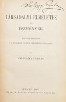 Medveczky Frigyes: Társadalmi elméletek és eszmények. Bp., 1887, MTA. Kiadói egészvászon kötés, tulajdonosi névbejegyzéssel, kissé kopottas állapotban.