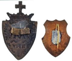 ~1930. zománcozott, bronz piarista gimnáziumi jelvény (58x35mm) + DN "Általános Gimnázium - Ján...
