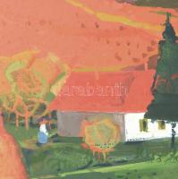 Luzsicza Lajos (1920-2005): Ősz a Mátrában. Olaj, farost, jelezve jobbra lent, hátoldalán Képcsarnok...