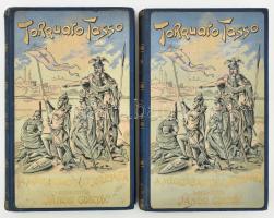 Tasso, Torquato: A megszabadított Jeruzsálem. I-II. köt. Ford.: Jánosi Gusztáv. Bp., 1893, Szent-István-Társulat,(Franklin-ny.), 1 t. +XXV+7+326 p.;331 p. Kiadói aranyozott, festett, illusztrált egészvászon-kötés, Gottermayer-kötés, aranyozott lapélekkel, kis kopással a gerincen, jó példány.