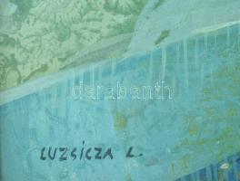 Luzsicza Lajos (1920-2005): Az alacsony Tátrában. Olaj, farost, jelezve balra lent, hátoldalán autog...