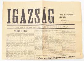 1956 Az Igazság c. forradalmi újság november 6-i száma. gyűrődésekkel