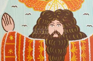 Gombkötőné Tóth Ilona (1933-): Világ teremtése, 2004. Olaj, farost, jelezve jobbra lent, hátoldalán ...