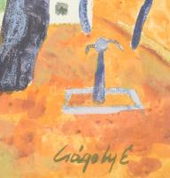 Cságoly Erzsébet (1929-1992): Lombok alatt, 1990. Gouache, papír, jelezve jobbra lent, hátoldalán Ké...