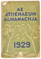 1929 Az Athenaeum almanachja, tulajdonosi névbejegyzéssel, sérült borító, ceruzás bejegyzéssel, 134p