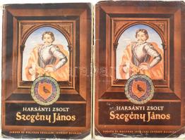Harsányi Zsolt: Szegény János. Korvin János életének regénye. I-II. köt. Bp., [1940], Singer és Wolfner, 280 p.; 271+(1) p. Kiadói papírkötés, sérült, viseltes állapotban, kissé sérült lapszélekkel, helyenként kissé foltos lapokkal, az I. kötet elülső borítója levált. Mindkét kötetben Meixner Emil (1892-1976) földbirtokos, gazdálkodó, országgyűlési képviselő névbejegyzésével és ajándékozási soraival.