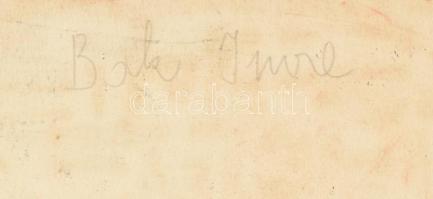 Bak Imre (1939-2022): Absztrakt kompozíció (cím nélkül). Linómetszet, papír, jelzés nélkül, hátoldal...