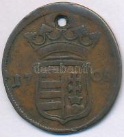 1705. X Poltura Cu "II. Rákóczi Ferenc" (7,06g) T:F lyuk Hungary 1705. X Poltura Cu "...