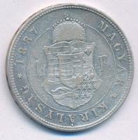 1887KB 1Ft Ag "Ferenc József / Barokk címer" T:VF Adamo M15