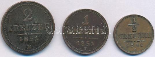 1851B 1/2kr Cu + 1851B 1kr Cu + 1851B 2kr T:XF-F ph