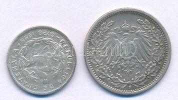 Vegyes: Német Birodalom 1907F 1/2M Ag + Guatemala 1958. 5c Ag T:VF Mixed: German Empire 1907F 1/2 Ma...