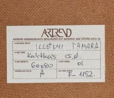Illényi Tamara (1944-): Kalitkás csendélet. Olaj, farost, jelezve jobbra lent, hátoldalán Képcsarnok...