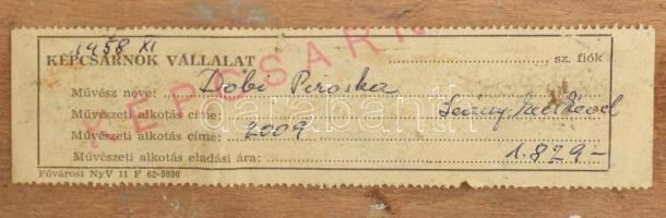 Dobi Piroska (1929-): Lány kecskével. Olaj, rétegelt falemez. Hátoldalán jelzett valamint Képcsarnok...