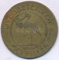 ~1930. "Üvegbetétjegy / Budapesti Központi Általános Tejcsarnok Rt. 171. sz. fiókja" 50f sárgaréz üvegbetétjegy (30mm) T:VF