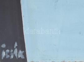 Izsák József (1929-2007): Csendélet. Olaj, farost. Jelezve balra lent. Hátoldalán Képcsarnok Vállala...