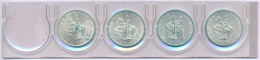 Ausztria 1965-1968. 5Sch Ag (4xklf) T:XF,VF patina Austria 1965-1968. 5 Schilling Ag (4xdiff) C:XF,V...