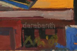 Dobi Piroska (1929-): Csendélet mérleggel. Olaj, farost. Jelezve jobbra lent. Hátoldalán Képcsarnok ...