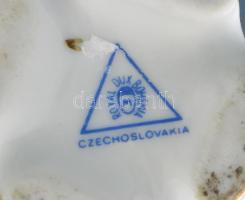 Royal Dux Bohemia kétfüles váza matricás, aranyozott és domború díszítéssel. Jelzett, kis kopással, ...