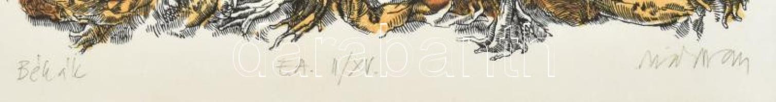 Makovecz Benjamin (1957-), 2 db mű: Rákok, békák. Fametszet, papír, jelzett, mindkettő művészpéldány...