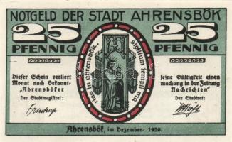 Német Birodalom / Weimari Köztársaság / Ahrensbök 1920. 25Pf + 50Pf + 100Pf 3 klf db, teljes sor T:I