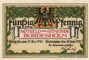 Német Birodalom / Weimari Köztársaság / Bordesholm 1921. 50Pf (4x) 4 klf db, teljes sor T:I