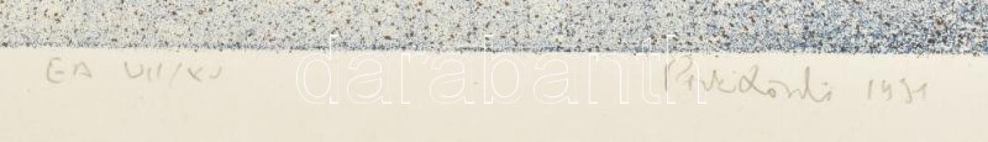 Pirk László (1953-): Magyar szent korona, 1991. Litográfia, papír, jelzett, művészpéldány EA VII/XV ...