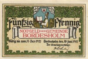 Német Birodalom / Weimari Köztársaság / Bordesholm 1921. 50Pf (4x) 4 klf db, teljes sor T:I