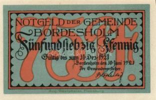 Német Birodalom / Weimari Köztársaság / Bordesholm 1921. 75Pf (4x) 4 klf db, teljes sor T:I