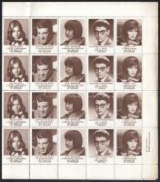 40 értékes Színészek levélzáró hajtott teljes ív, benne 10 klf érték