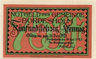 Német Birodalom / Weimari Köztársaság / Bordesholm 1921. 75Pf (4x) 4 klf db, teljes sor T:I