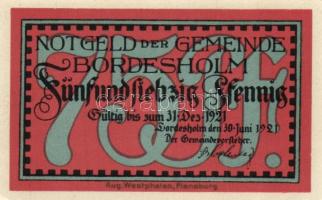 Német Birodalom / Weimari Köztársaság / Bordesholm 1921. 75Pf (4x) 4 klf db, teljes sor T:I