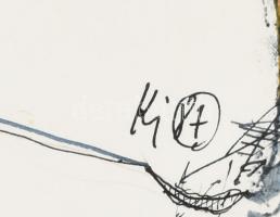 Kovács Johanna (1951-): Mégis szeretem, 1987. Vegyes technika, papír, jelzett, kissé laza paszpartub...