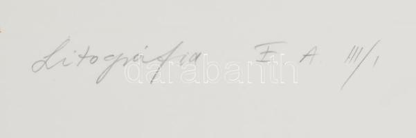 Zsankó László (1966-): Számpályák - hetes, 1993. Litográfia, papír, jelzett, művészpéldány E.A. III/...