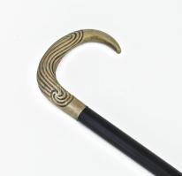 Feketére pácolt fa sétabot, fém markolattal, jó állapotban, h: 90 cm