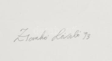 Zsankó László (1966-): Számpályák - négyes, 1993. Litográfia, papír, jelzett, művészpéldány E.A. III...