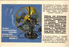 1933 In der sommerlichen Schwüle bringt der Ventilator! / Német ventilátor reklám / Gernam fan advertisement + "Der Führer in Wien" So. Stpl s: G.H.K. (ázott / wet damage)