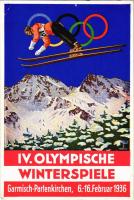 1936 Garmisch-Partenkirchen IV. Olympische Winterspiele / 1936. évi téli olimpiai játékok / Winter Olympics in Garmisch-Partenkirchen advertisement card, winter sport, ski jump s: Schroffner (EK)