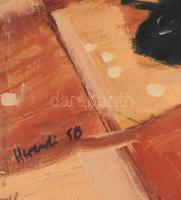 Herendi Gyula (1926-): Csendélet, 1958. Olaj, vászon, jelezve balra lent. Hátoldalán Képcsarnok Váll...