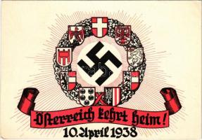 Österreich kehrt Heim! 10. April 1938 / Osztrák náci propaganda horogkereszttel / Austrian Nazi propaganda, swastika, Austrian Anschluss referendum (non PC) (EK)