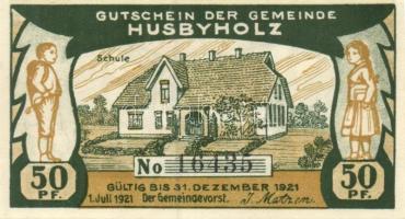 Német Birodalom / Weimari Köztársaság / Husbyholz 1921. 50Pf (6x) 6 klf db, teljes sor T:I