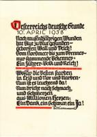 Österreichs Deutsche Stunde ! 10. April 1938 / Osztrák náci propaganda horogkereszttel / Austrian Nazi propaganda, swastika, Austrian Anschluss referendum, Gerhard Schumann + "1938 Nürnberg Reichsparteitag der NSDAP" So. Stpl (EK)